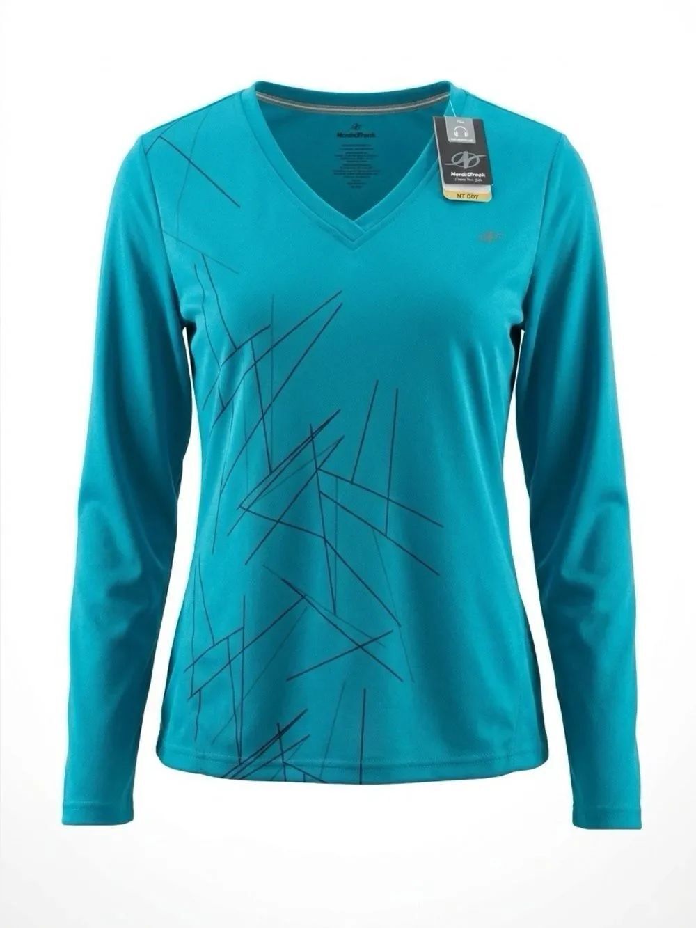 NORDIC TRACK DRI LONG SLEEVE MESH TEE CANEEL PRINT SIZE LARGE